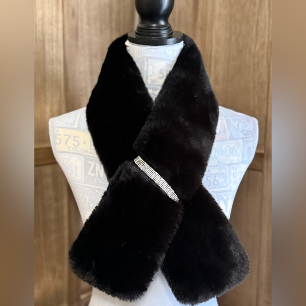 Juicy Couture Black Fur with Rhinestones Boa.